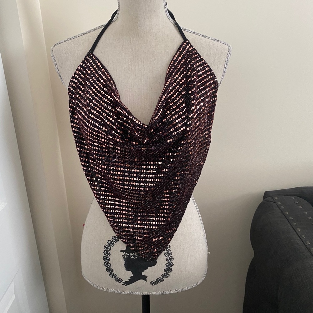 Halter top with sequins